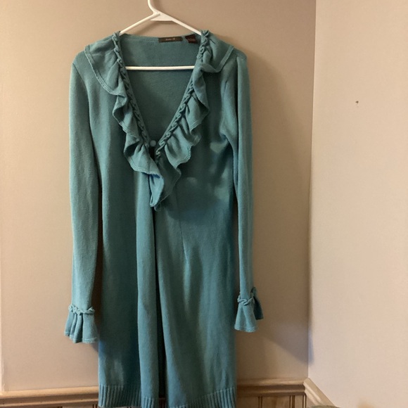 Heather B Sweaters | Heather B Teal Blue Knit  Long Cardigan/Sweater - size S - Picture 9 of 16